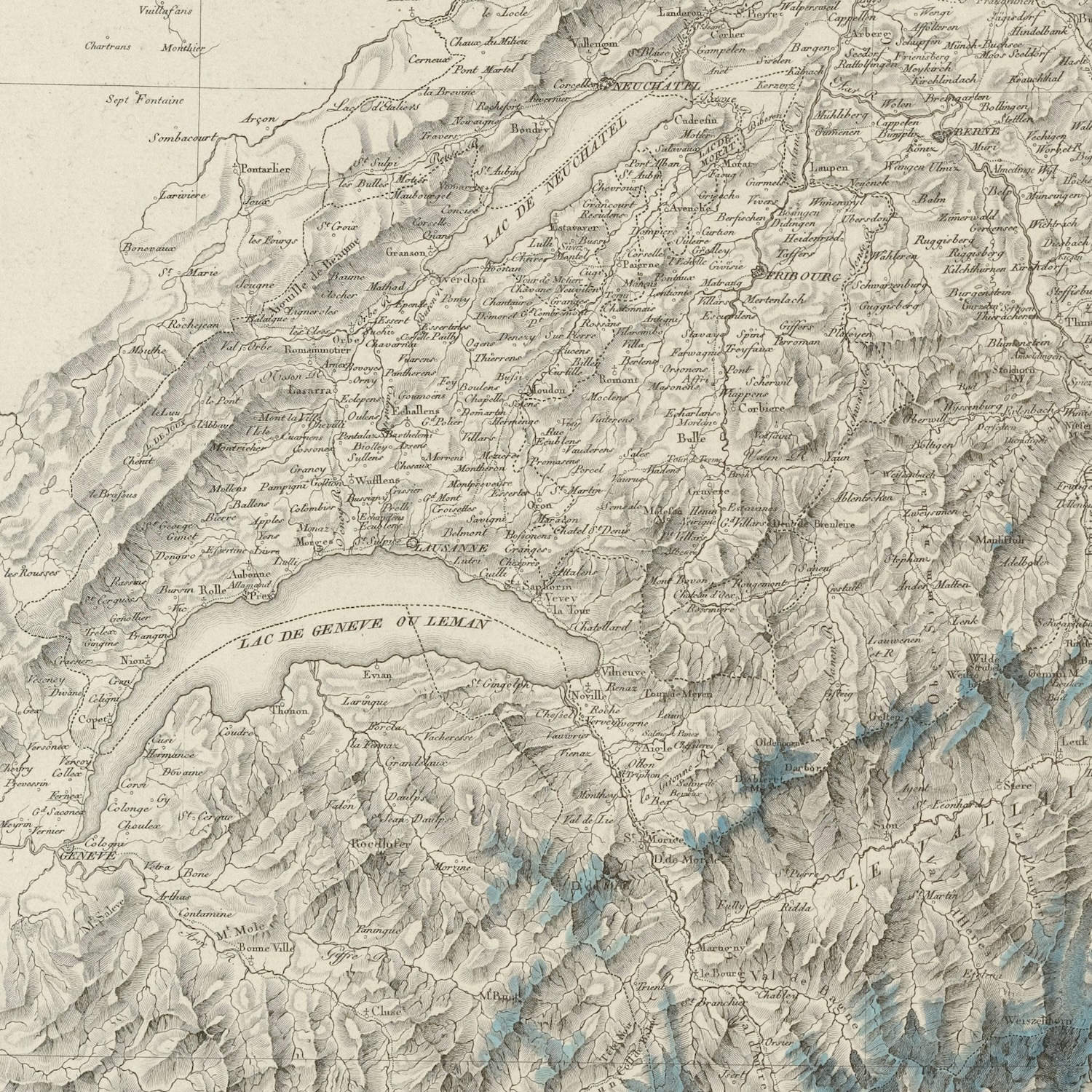"Carte générale de l'atlas Suisse", 1802, from The New York Public Library Digital Collections